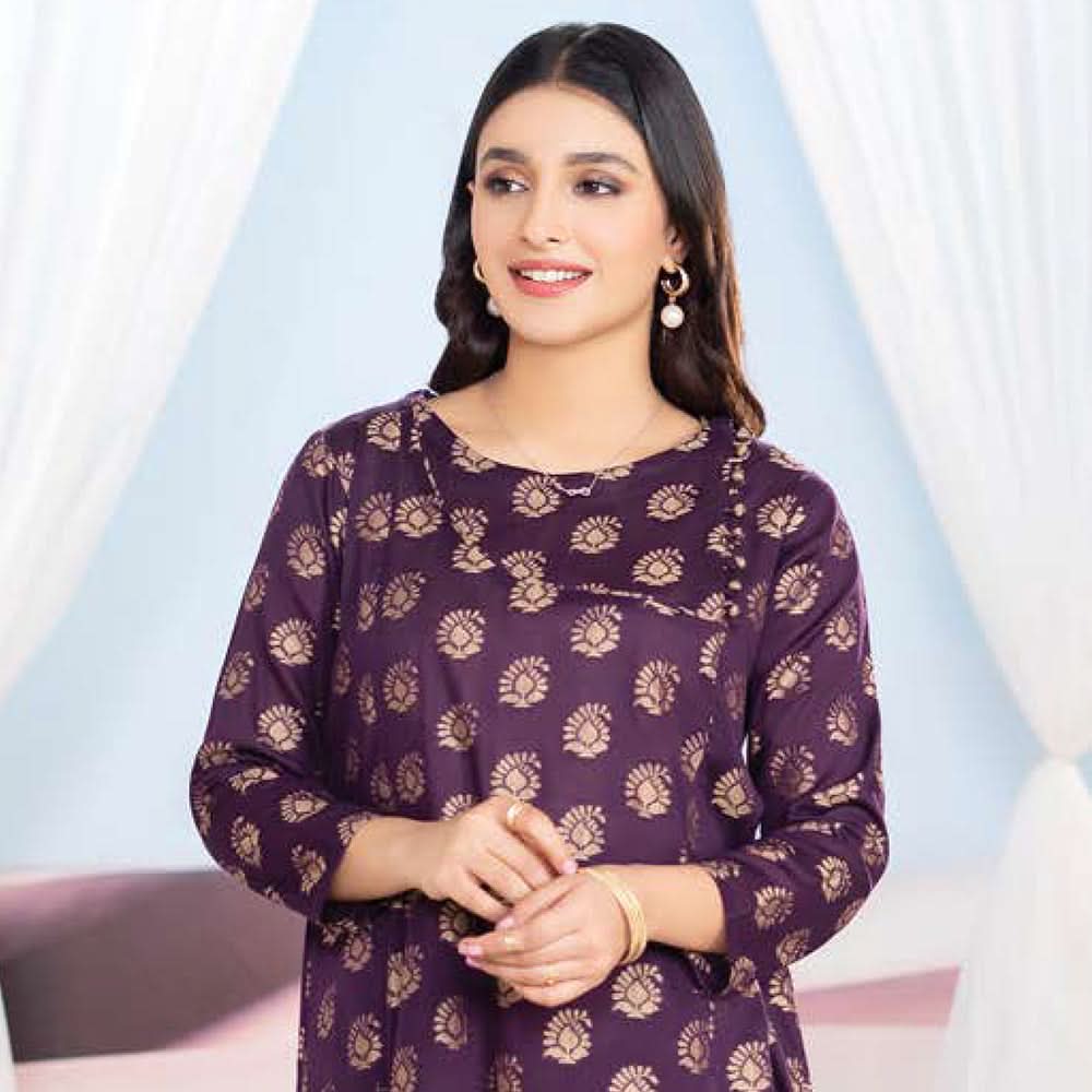 LimeLight Summer 1Pcs Unstitched Kurti - Dark Purple, Women, Unstitched Kurti, Limelight, Chase Value
