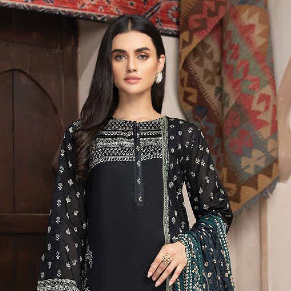 LimeLight Summer 2Pcs Unstitched Suit - Black, Women, 2Pcs Shalwar Suit, Limelight, Chase Value