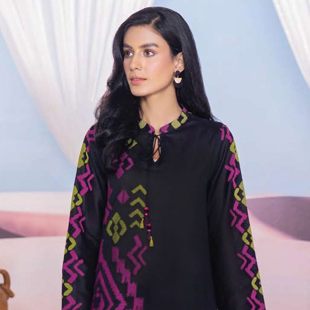 LimeLight Summer 1Pcs Unstitched Kurti - Black, Women, Unstitched Kurti, Limelight, Chase Value