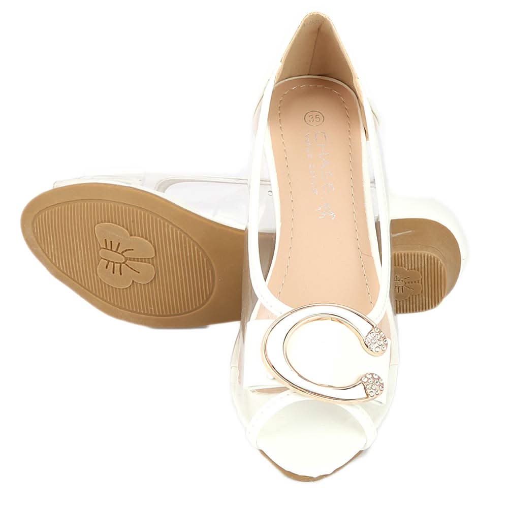 Girls Fancy Pumps (H86) - White, Kids, Pump, Chase Value, Chase Value