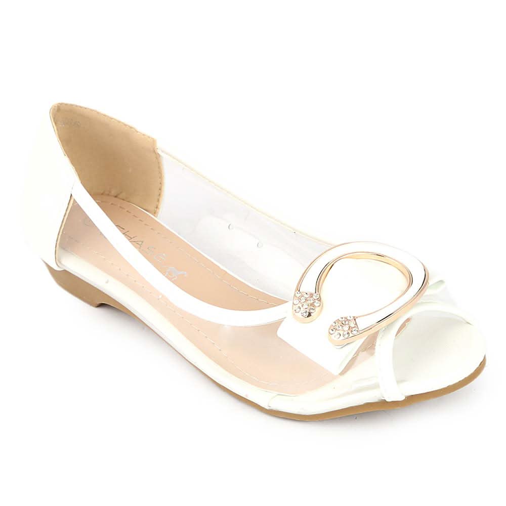 Girls Fancy Pumps (H86) - White, Kids, Pump, Chase Value, Chase Value