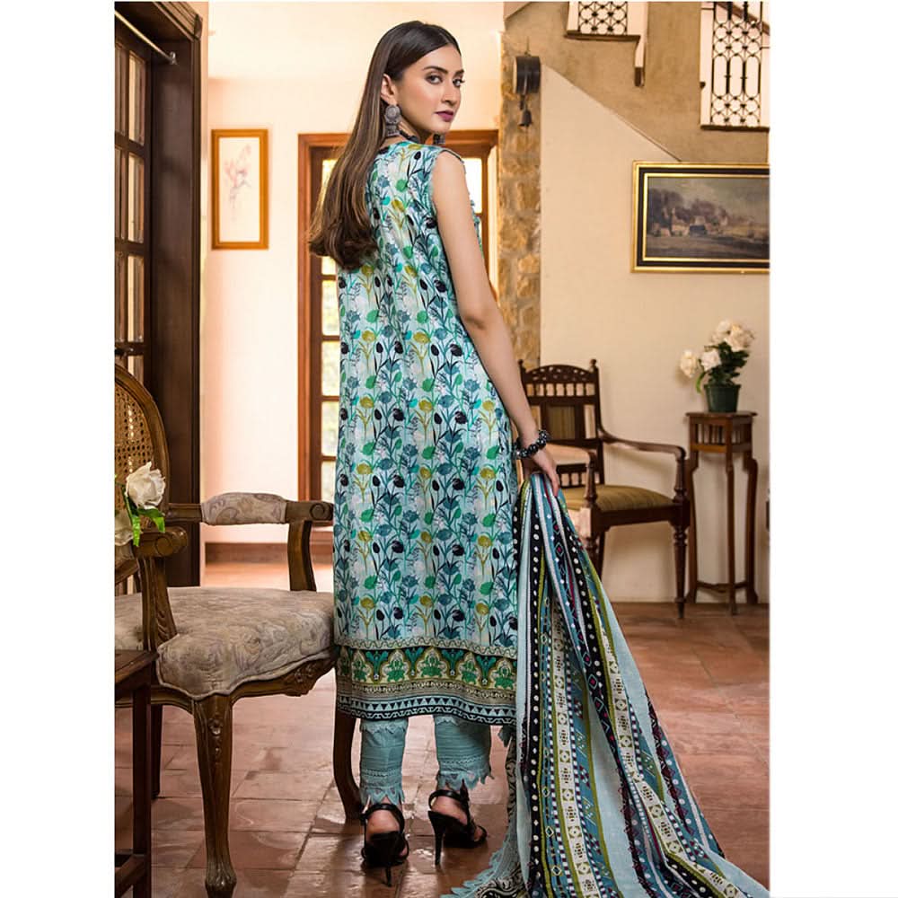 Monsoon Printed Lawn 3 Pcs Unstitched Suit - 4, Women, 3Pcs Shalwar Suit, Al-Zohaib Textiles, Chase Value