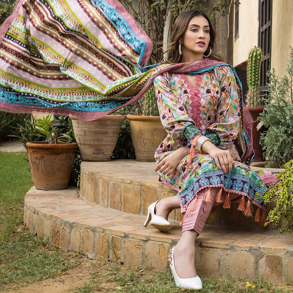 Monsoon Printed Lawn 3 Pcs Unstitched Suit - 4, Women, 3Pcs Shalwar Suit, Al-Zohaib Textiles, Chase Value