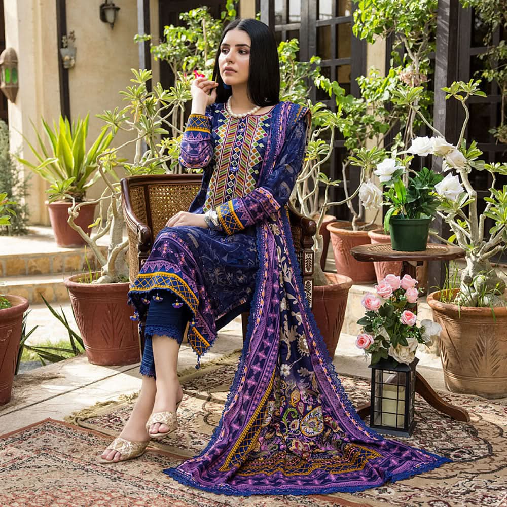 Monsoon Printed Lawn 3 Pcs Unstitched Suit - 3, Women, 3Pcs Shalwar Suit, Al-Zohaib Textiles, Chase Value