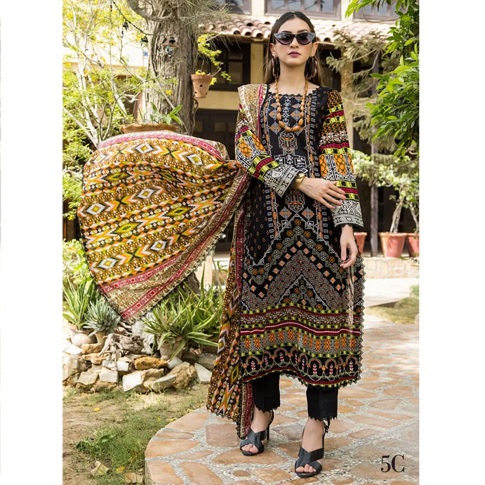 Monsoon Printed Lawn 3 Pcs Unstitched Suit - 2, Women, 3Pcs Shalwar Suit, Al-Zohaib Textiles, Chase Value