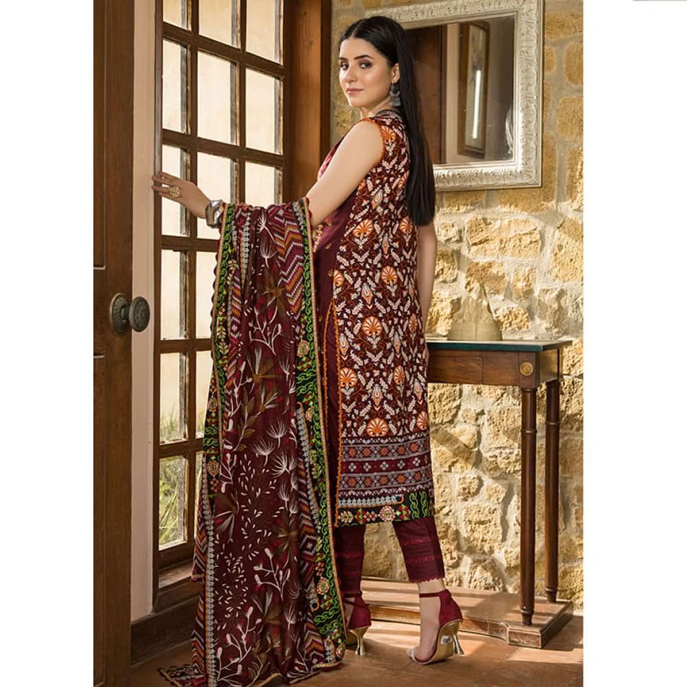 Monsoon Printed Lawn 3 Pcs Unstitched Suit - 5, Women, 3Pcs Shalwar Suit, Al-Zohaib Textiles, Chase Value
