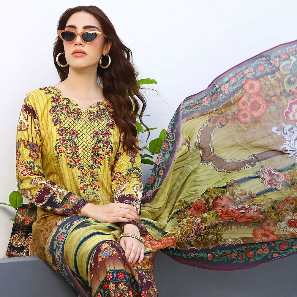 RA LE ROYAL Viscose Jacquard Printed & Embroidered 3 Pcs Un-Stitched Suit - MS-2828, Women, 3Pcs Shalwar Suit, Rana Arts, Chase Value