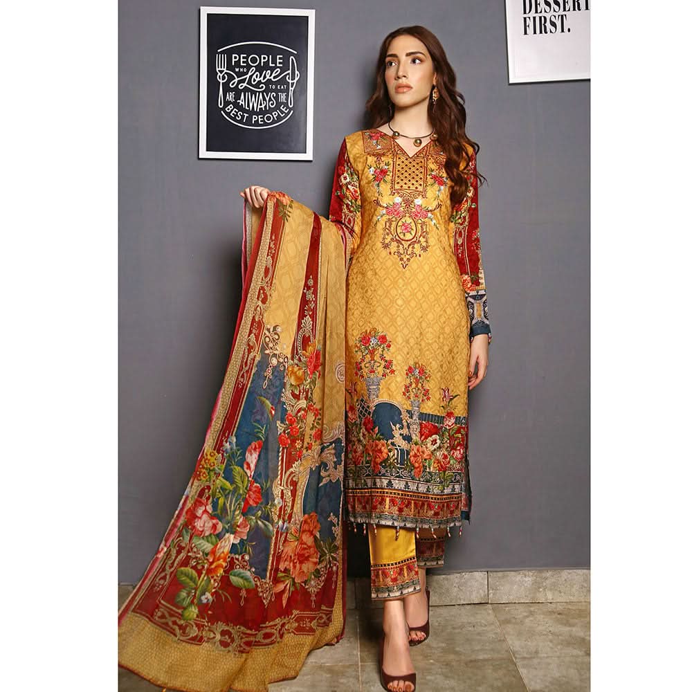 RA LE ROYAL Viscose Jacquard Printed & Embroidered 3 Pcs Un-Stitched Suit - MS-2829, Women, 3Pcs Shalwar Suit, Rana Arts, Chase Value