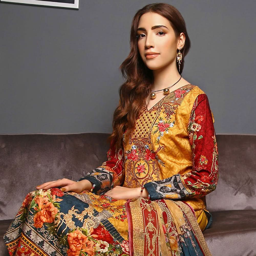 RA LE ROYAL Viscose Jacquard Printed & Embroidered 3 Pcs Un-Stitched Suit - MS-2829, Women, 3Pcs Shalwar Suit, Rana Arts, Chase Value