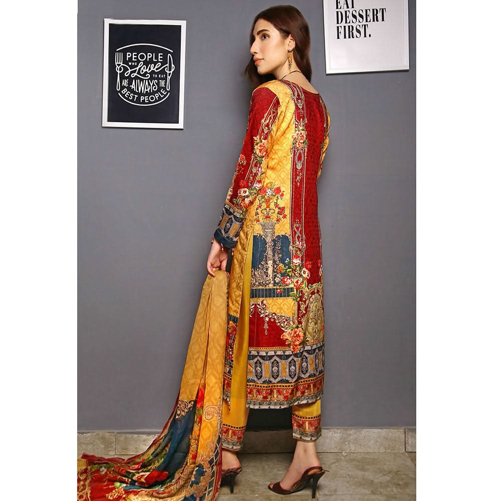 RA LE ROYAL Viscose Jacquard Printed & Embroidered 3 Pcs Un-Stitched Suit - MS-2829, Women, 3Pcs Shalwar Suit, Rana Arts, Chase Value