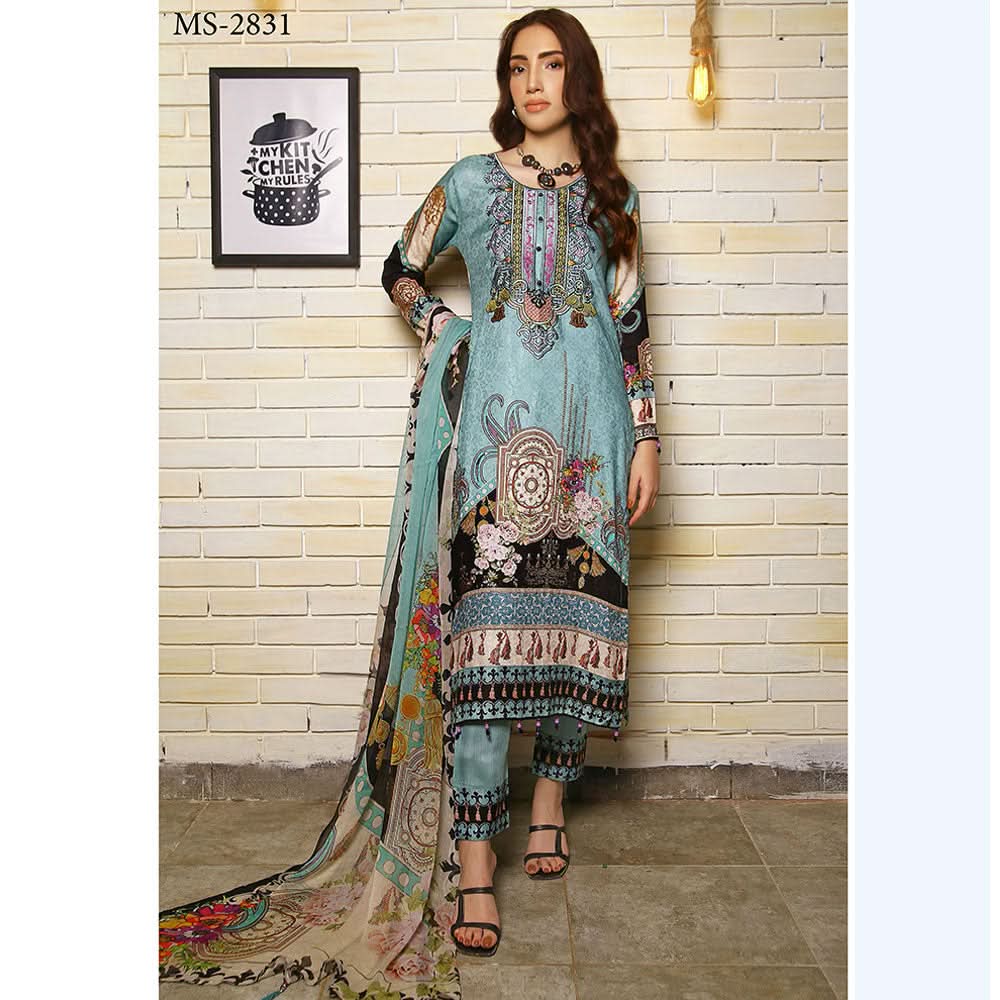 RA LE ROYAL Viscose Jacquard Printed & Embroidered 3 Pcs Un-Stitched Suit - MS-2831, Women, 3Pcs Shalwar Suit, Rana Arts, Chase Value