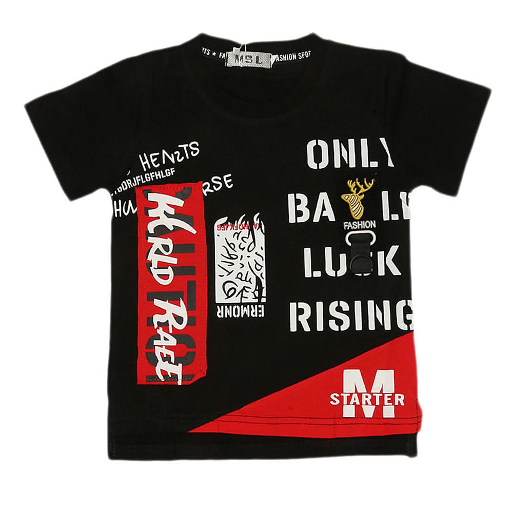 Boys Half Sleeves T-Shirt - Black, Kids, Boys T-Shirts, Chase Value, Chase Value