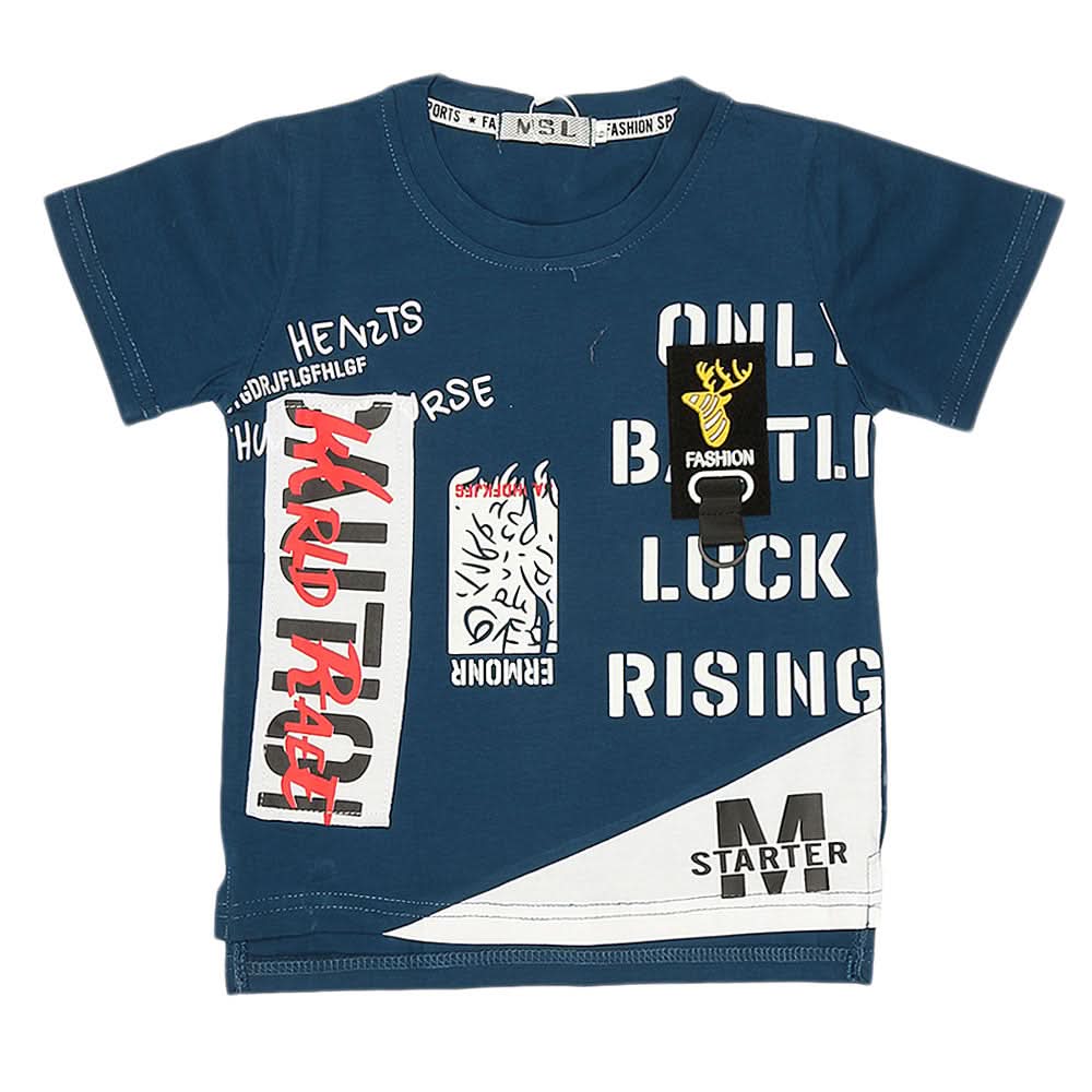 Boys Half Sleeves T-Shirt - Steel Blue, Kids, Boys T-Shirts, Chase Value, Chase Value