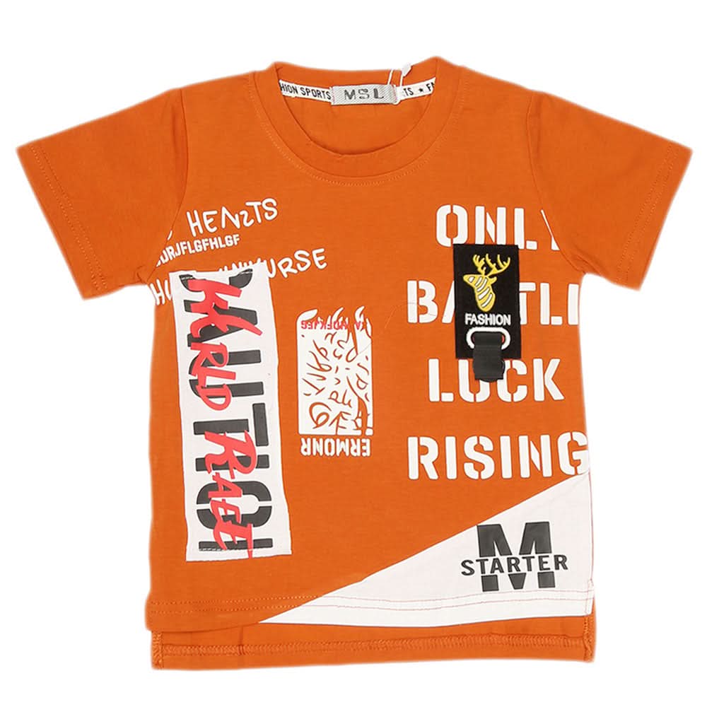 Boys Half Sleeves T-Shirt - Rust, Kids, Boys T-Shirts, Chase Value, Chase Value