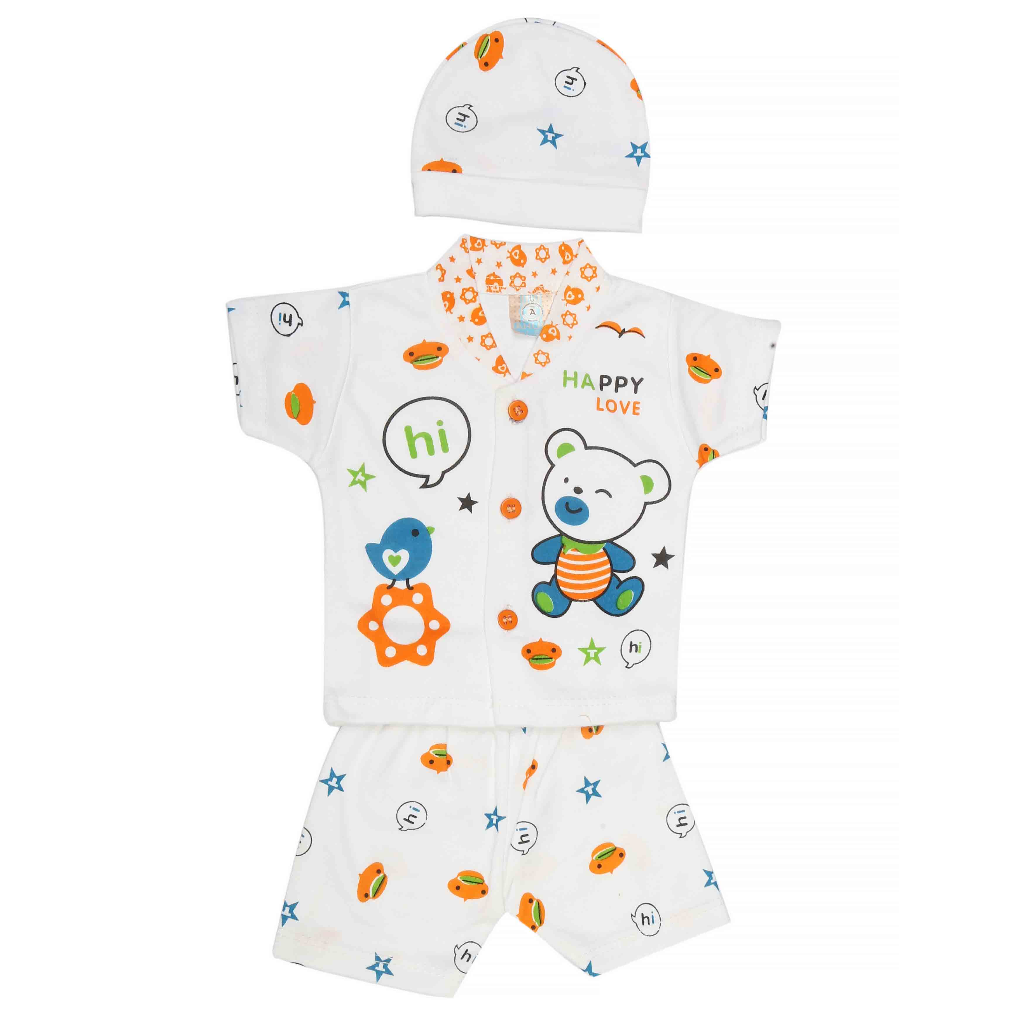 Newborn Unisex Suits 3Pcs - Orange, Kids, NB Girls Sets And Suits, Chase Value, Chase Value