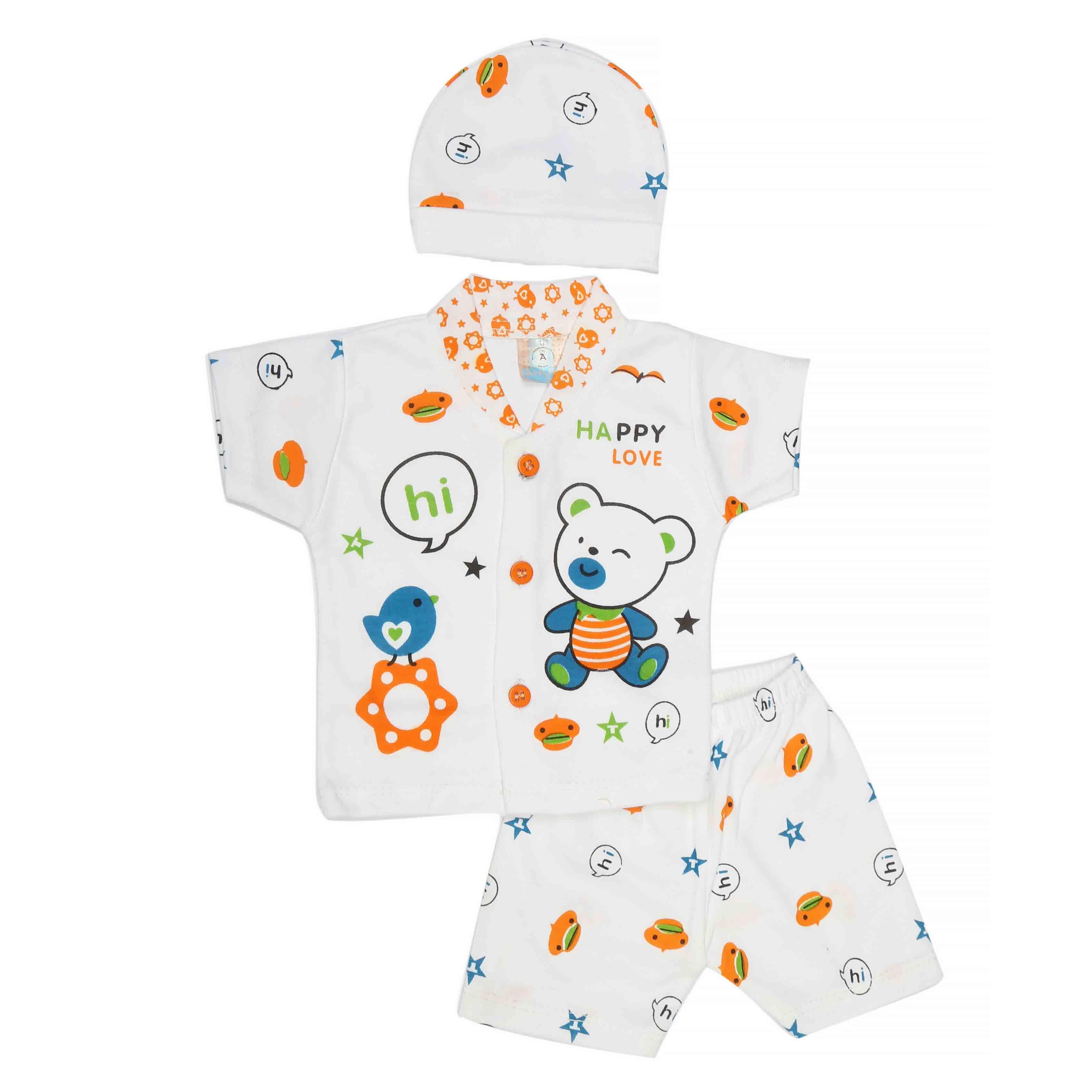 Newborn Unisex Suits 3Pcs - Orange, Kids, NB Girls Sets And Suits, Chase Value, Chase Value