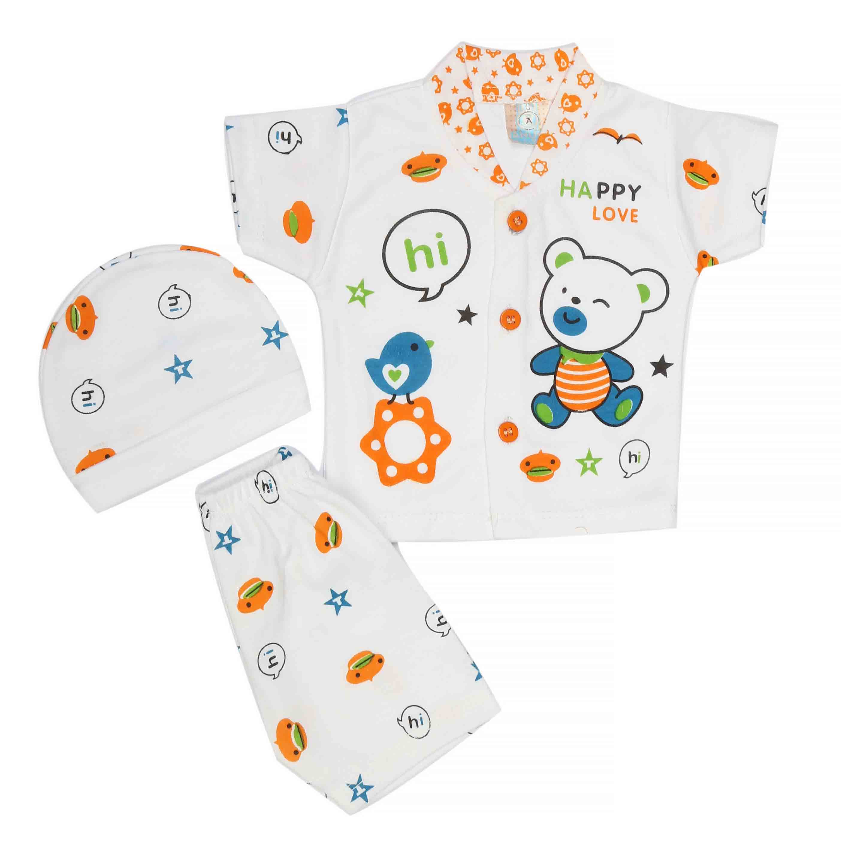 Newborn Unisex Suits 3Pcs - Orange, Kids, NB Girls Sets And Suits, Chase Value, Chase Value