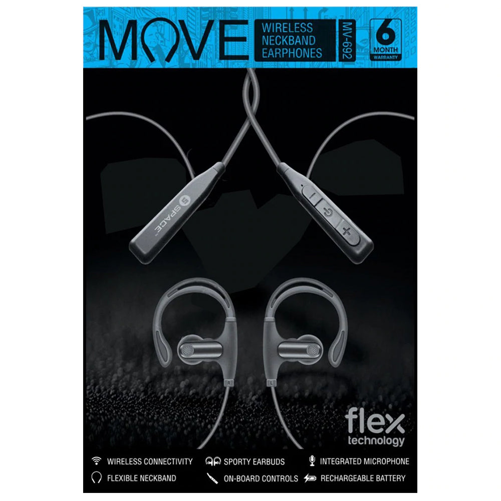 Space Move Wireless Neckband Earphones (MV-92), Home & Lifestyle, Hand Free / Head Phones, Chase Value, Chase Value