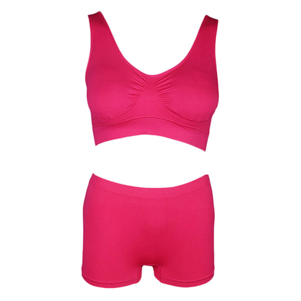 Women's Sports Bra & Panty Set - Dark Pink - test-store-for-chase-value