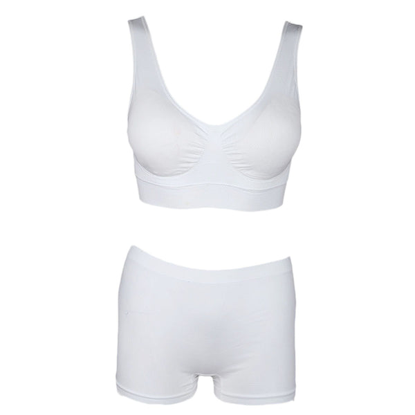 Women's Sports Bra & Panty Set - White - test-store-for-chase-value