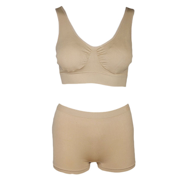 Women's Sports Bra & Panty Set - Beige - test-store-for-chase-value