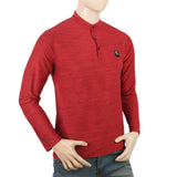 Men's Full Sleeves Round Neck Lycra Printed T-Shirt - Maroon, Men, T-Shirts And Polos, Chase Value, Chase Value