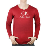 Men's Full Sleeves Round Neck Lycra Printed T-Shirt - Maroon, Men, T-Shirts And Polos, Chase Value, Chase Value