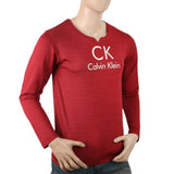 Men's Full Sleeves Round Neck Lycra Printed T-Shirt - Maroon, Men, T-Shirts And Polos, Chase Value, Chase Value