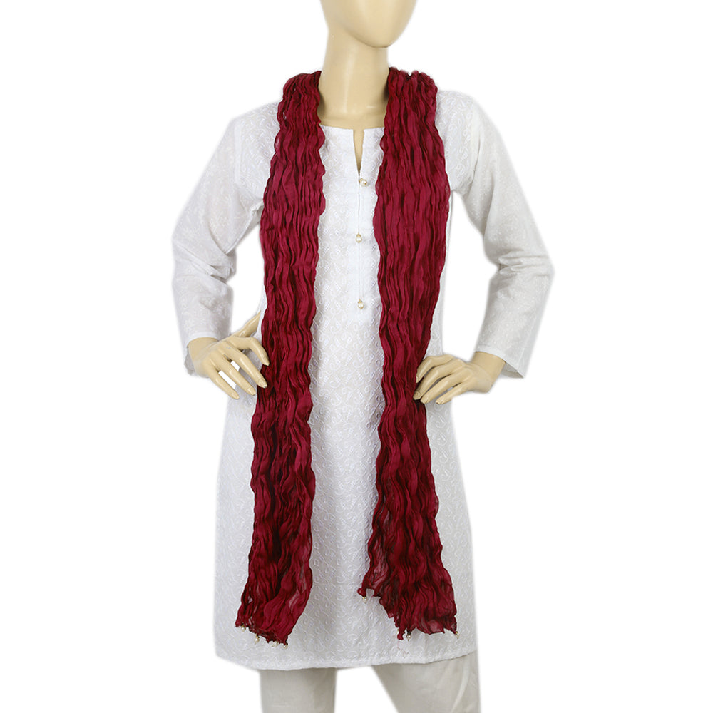 Women's Korkore Chiffon Dupatta - Maroon, Women, Dupatta, Chase Value, Chase Value