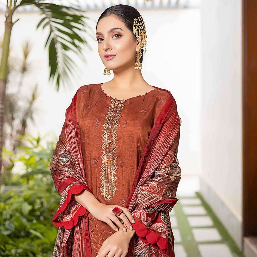 Misha Viscose Embroidered Unstitched 3Pcs Suit - D-1, Women, 3Pcs Shalwar Suit, Schick Creation, Chase Value