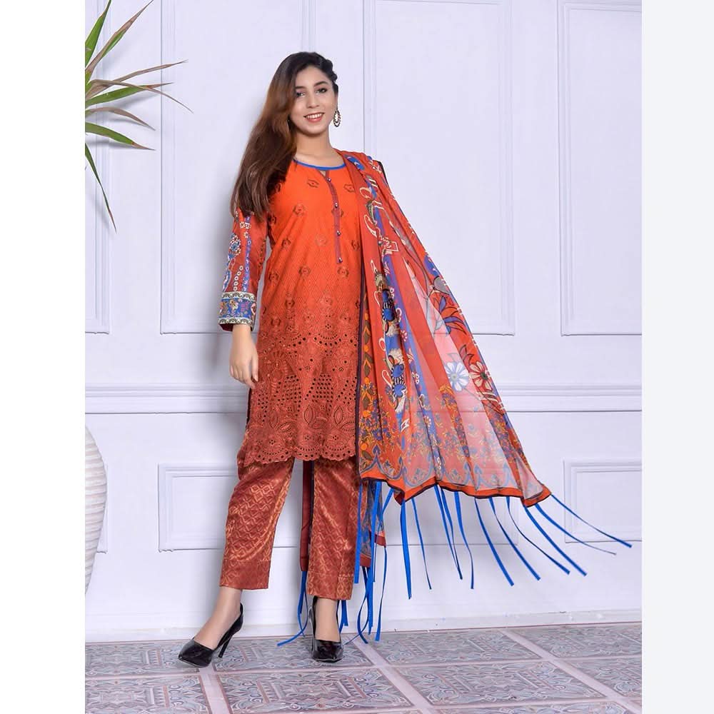 Schick Mushk Chickenkari Boring Lawn Collection 3 Pcs Un-Stitched Suit - 5, Women, 3Pcs Shalwar Suit, MI Creation, Chase Value