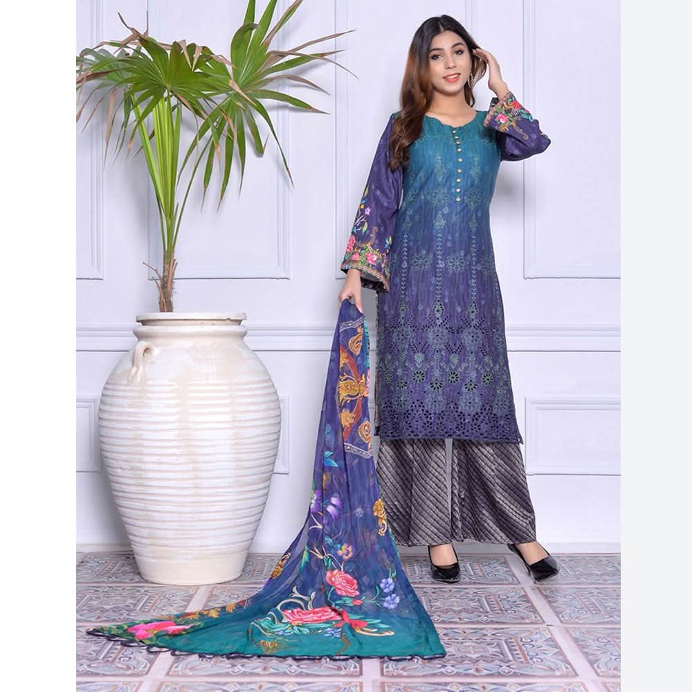 Schick Mushk Chickenkari Boring Lawn Collection 3 Pcs Un-Stitched Suit - 6, Women, 3Pcs Shalwar Suit, MI Creation, Chase Value