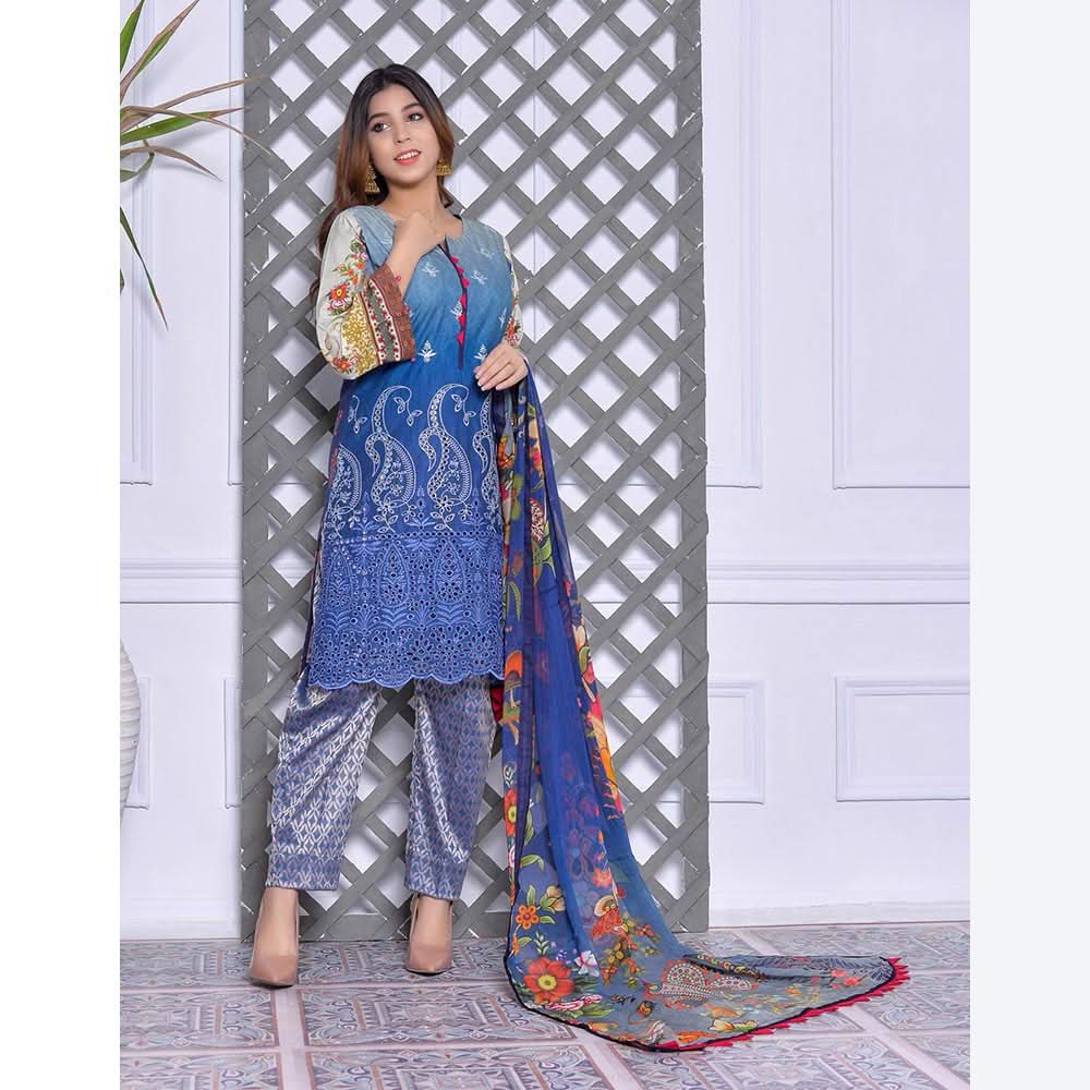 Schick Mushk Chickenkari Boring Lawn Collection 3 Pcs Un-Stitched Suit - 8, Women, 3Pcs Shalwar Suit, MI Creation, Chase Value