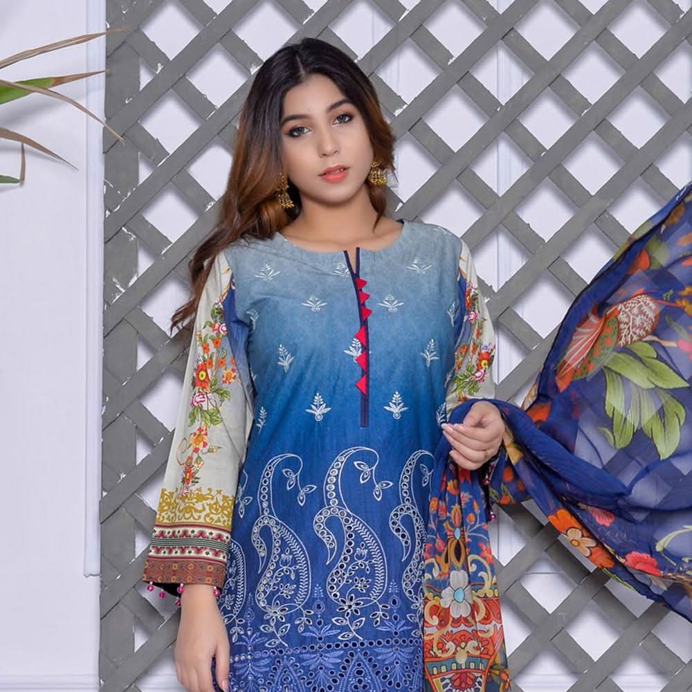 Schick Mushk Chickenkari Boring Lawn Collection 3 Pcs Un-Stitched Suit - 8, Women, 3Pcs Shalwar Suit, MI Creation, Chase Value