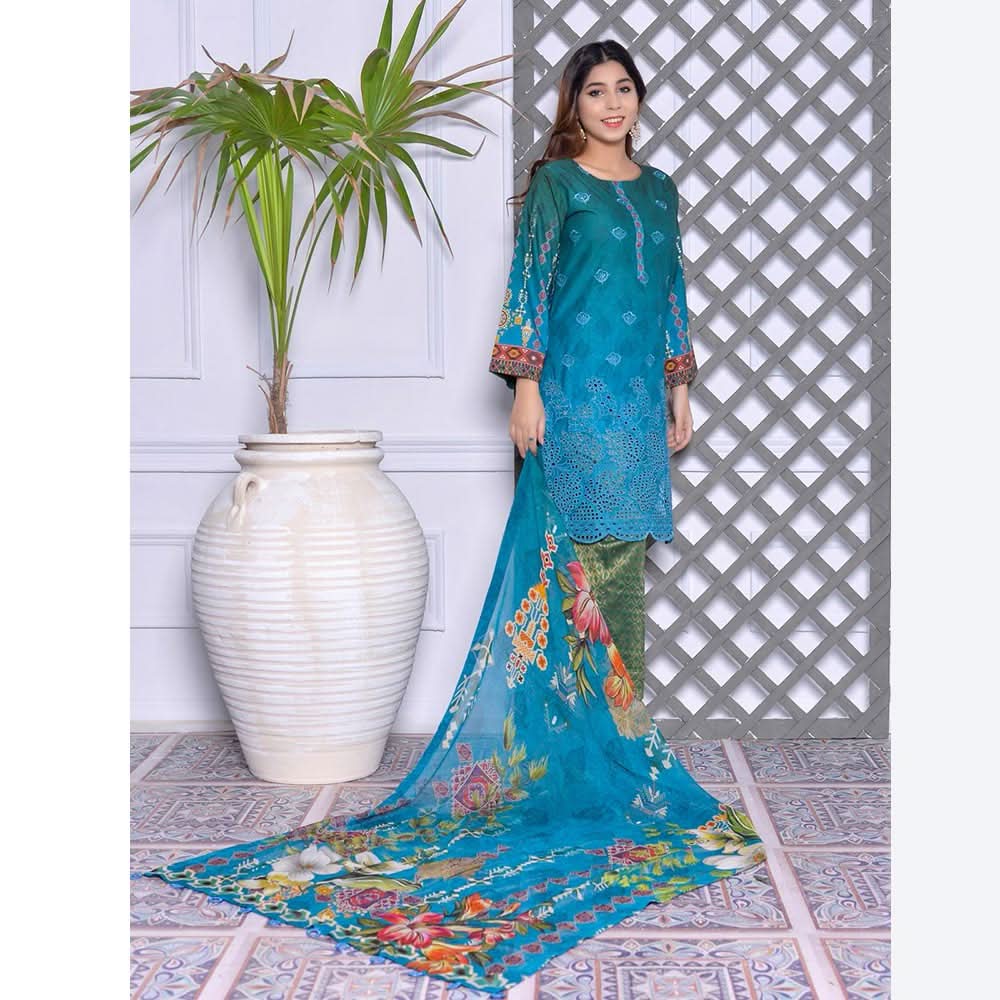 Schick Mushk Chickenkari Boring Lawn Collection 3 Pcs Un-Stitched Suit - 10, Women, 3Pcs Shalwar Suit, MI Creation, Chase Value