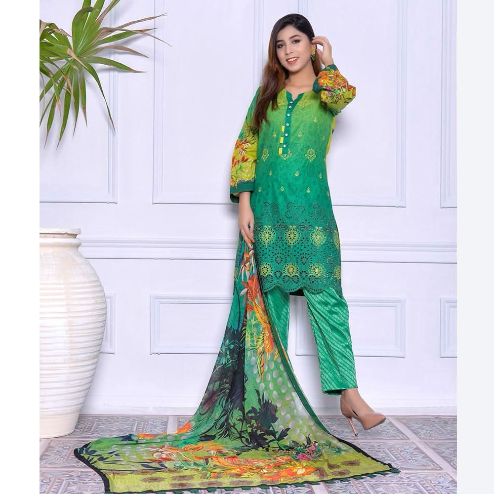 Schick Mushk Chickenkari Boring Lawn Collection 3 Pcs Un-Stitched Suit - 1, Women, 3Pcs Shalwar Suit, MI Creation, Chase Value