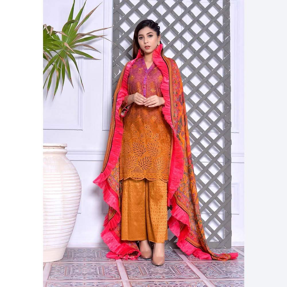 Schick Mushk Chickenkari Boring Lawn Collection 3 Pcs Un-Stitched Suit - 3, Women, 3Pcs Shalwar Suit, MI Creation, Chase Value