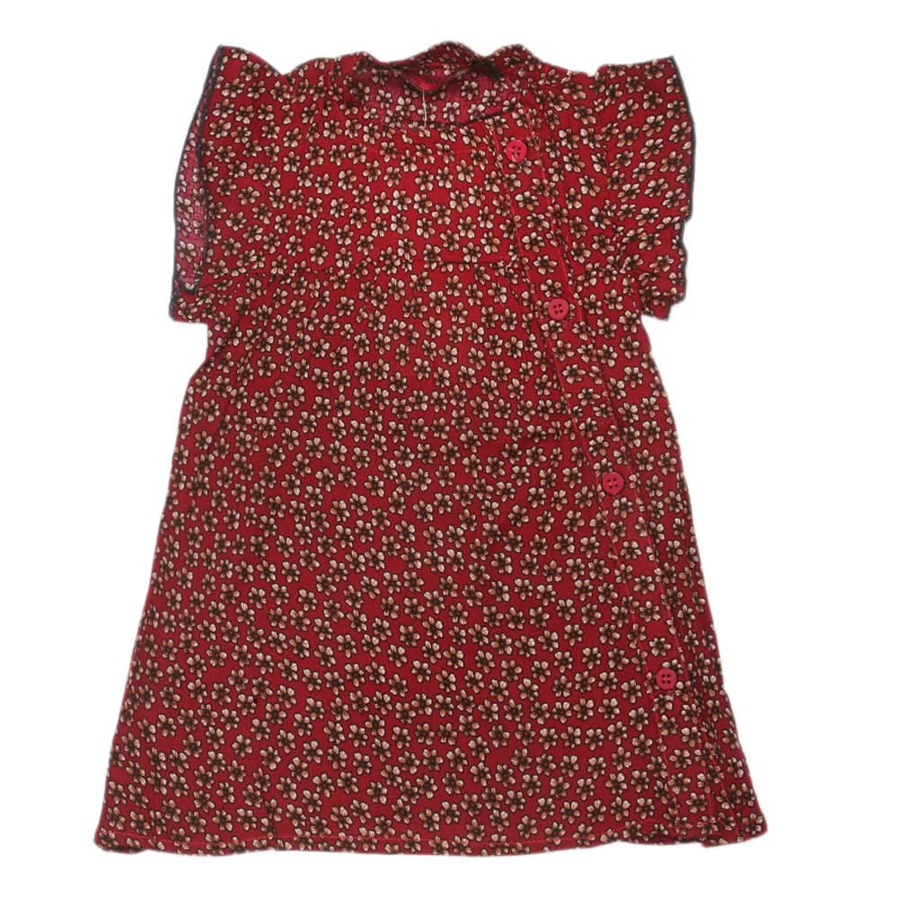 Girls Woven Half Sleeves Top - Maroon, Kids, Tops, Chase Value, Chase Value