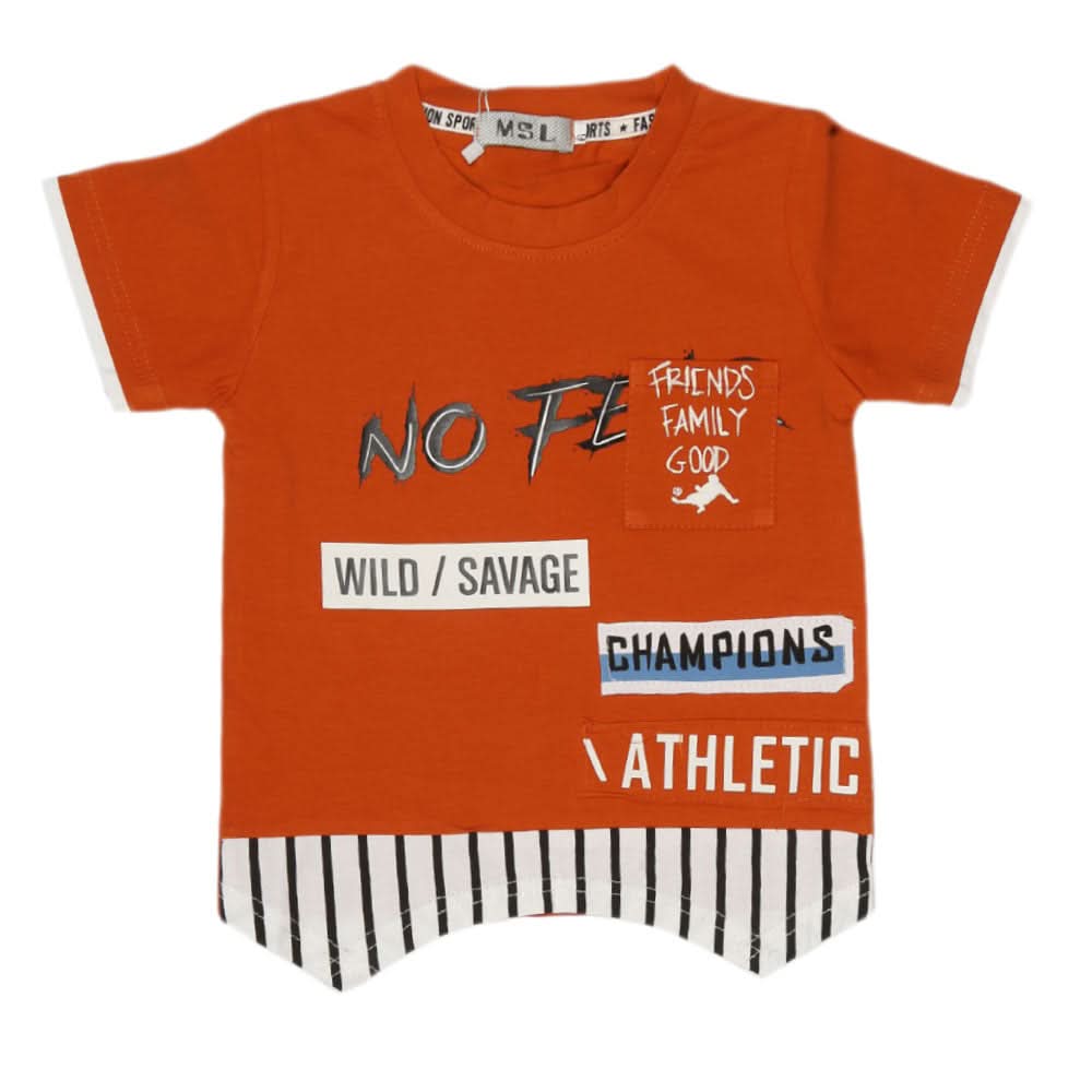 Boys Half Sleeves T-Shirt - Rust, Kids, Boys T-Shirts, Chase Value, Chase Value