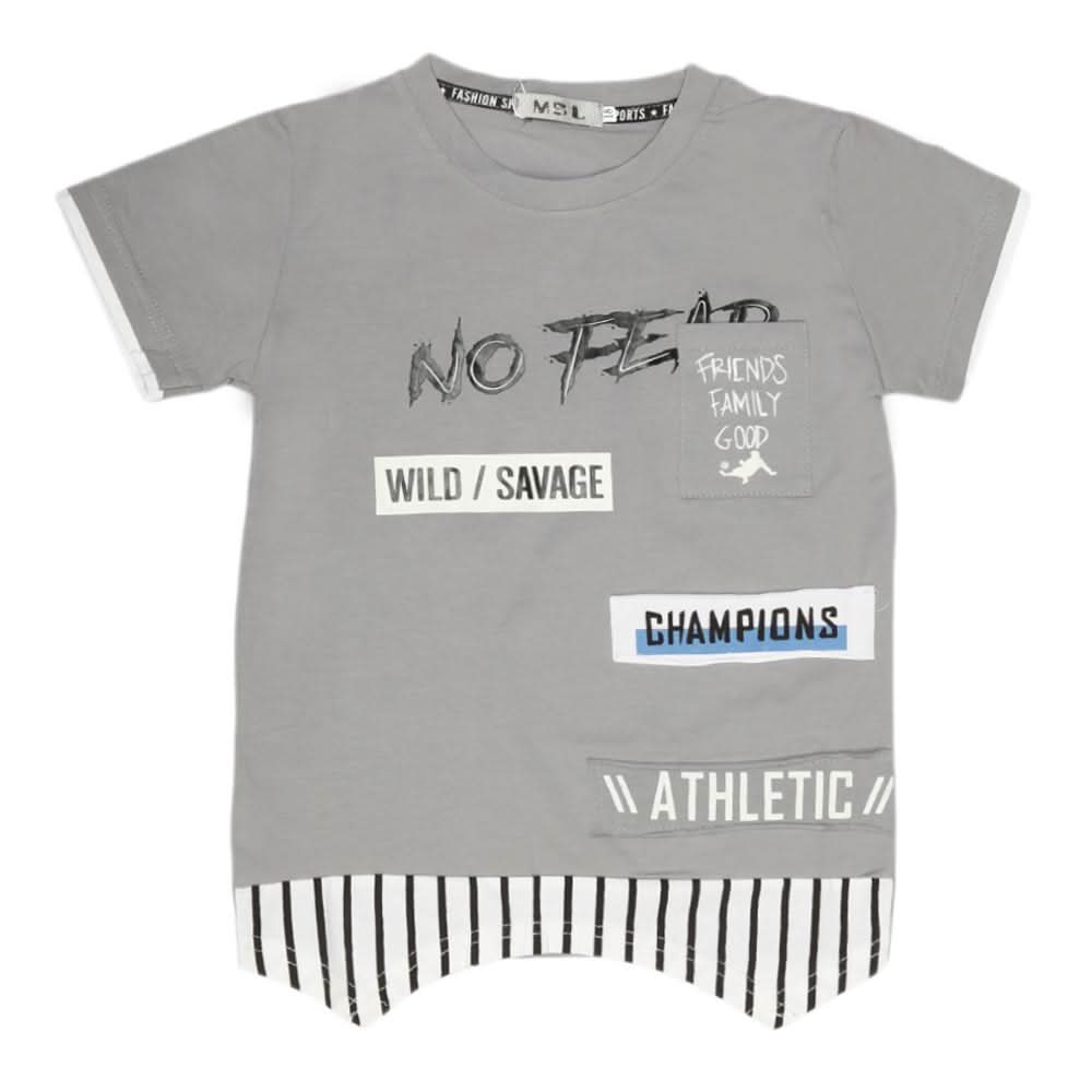 Boys Half Sleeves T-Shirt - Grey, Kids, Boys T-Shirts, Chase Value, Chase Value