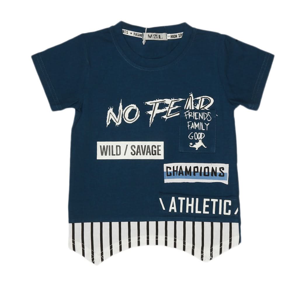 Boys Half Sleeves T-Shirt - Steel Blue, Kids, Boys T-Shirts, Chase Value, Chase Value