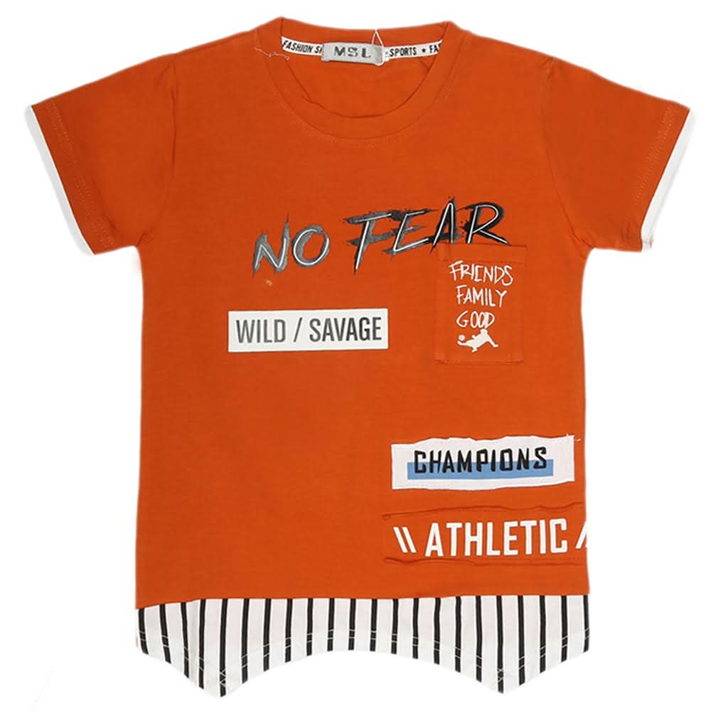 Boys Half Sleeves T-Shirt - Rust, Kids, Boys T-Shirts, Chase Value, Chase Value