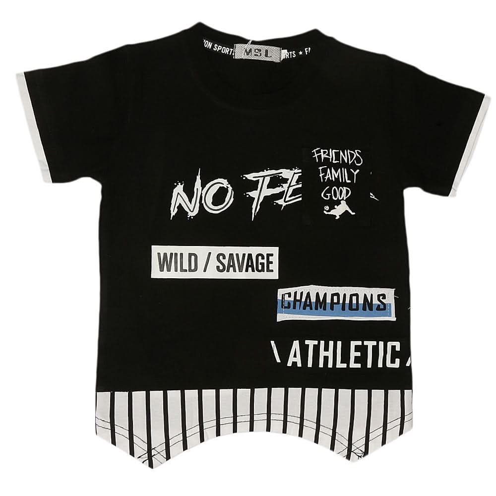 Boys Half Sleeves T-Shirt - Black, Kids, Boys T-Shirts, Chase Value, Chase Value
