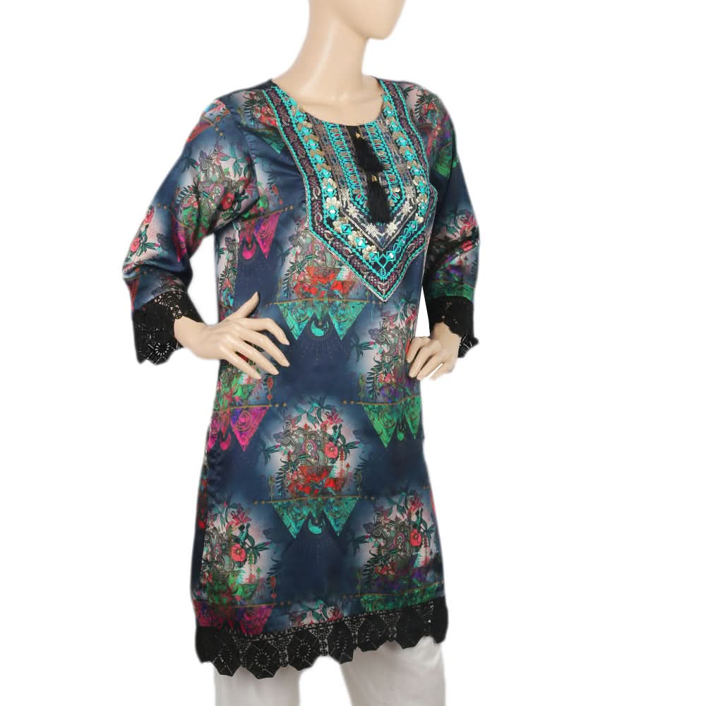 Women's Digital Printed Kurti - Navy Blue, Women, Ready Kurtis, Chase Value, Chase Value