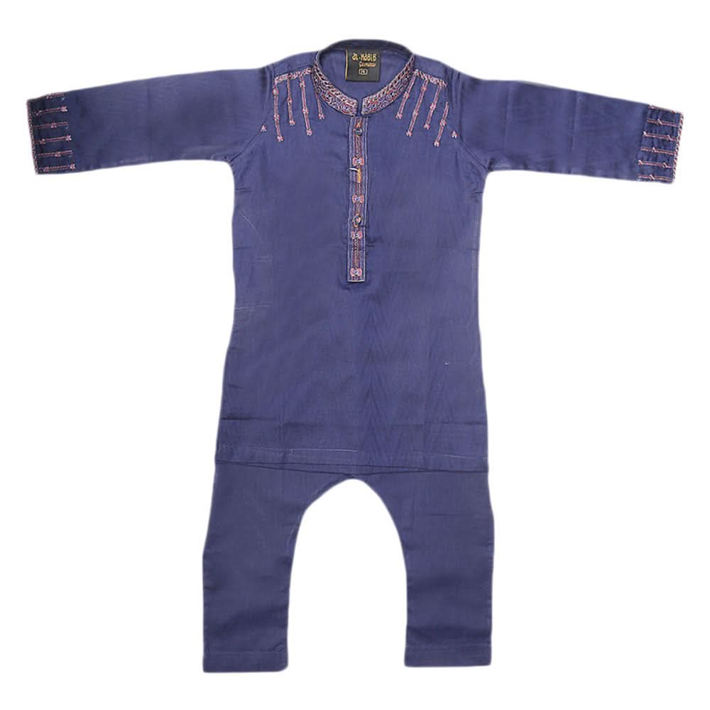 Boys Embroidered Kurta Shalwar Suit - Navy Blue, Kids, Boys Shalwar Kameez, Chase Value, Chase Value