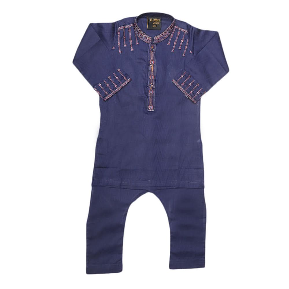 Boys Embroidered Kurta Shalwar Suit - Navy Blue, Kids, Boys Shalwar Kameez, Chase Value, Chase Value