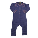 Boys Embroidered Kurta Shalwar Suit - Navy Blue, Kids, Boys Shalwar Kameez, Chase Value, Chase Value