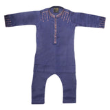 Boys Embroidered Kurta Shalwar Suit - Navy Blue, Kids, Boys Shalwar Kameez, Chase Value, Chase Value