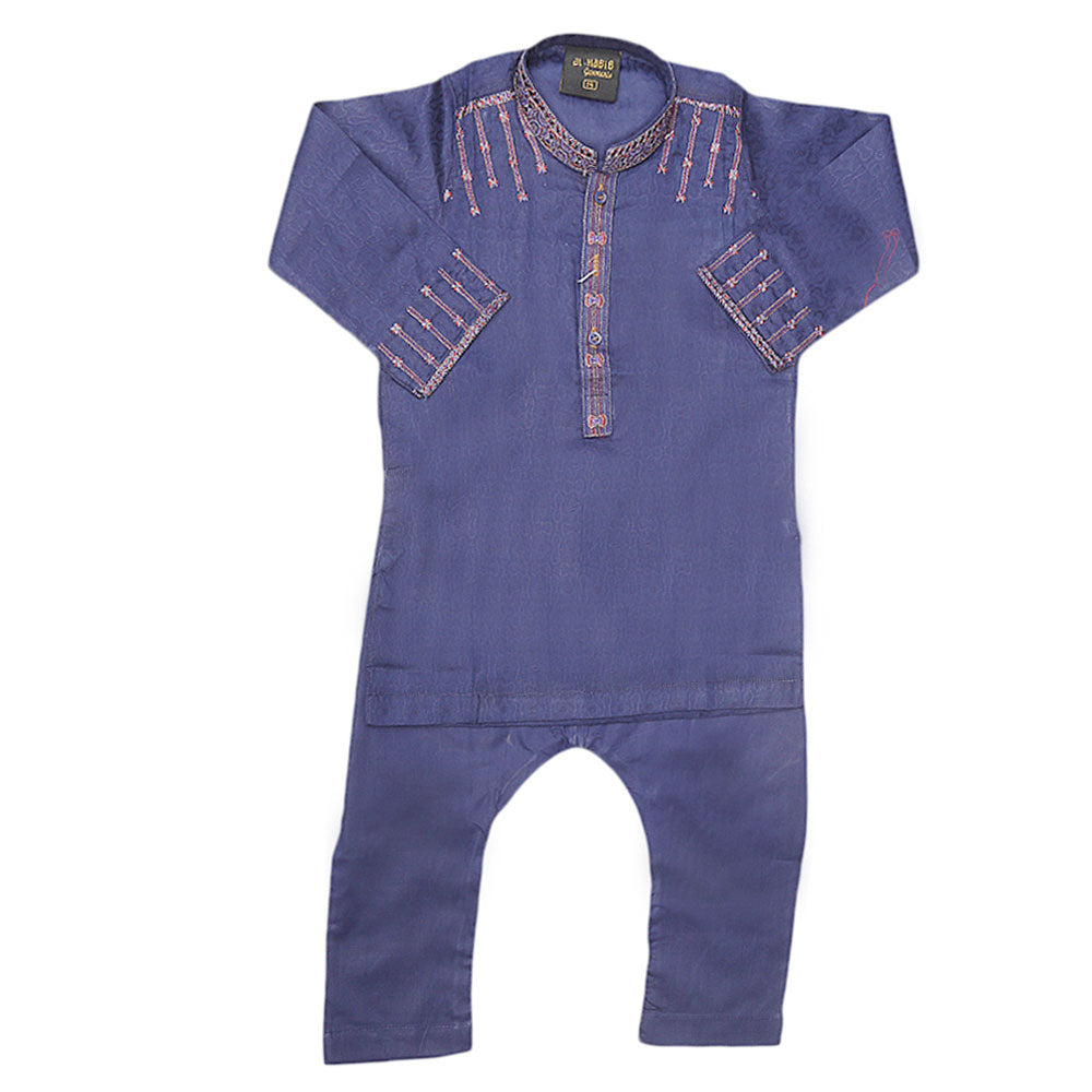 Boys Embroidered Kurta Shalwar Suit - Navy Blue, Kids, Boys Shalwar Kameez, Chase Value, Chase Value