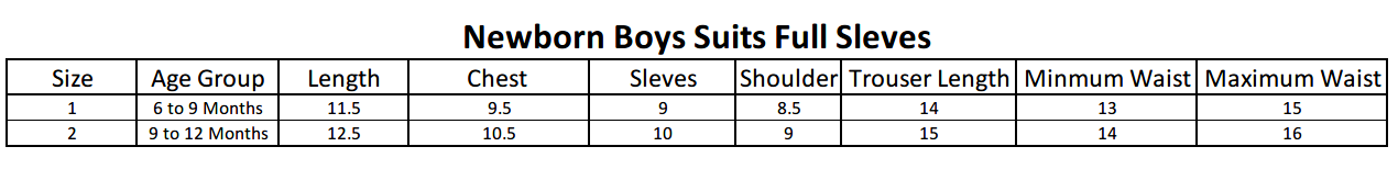 Newborn Boys Full Sleeves Suit - Black, Kids, NB Boys Sets And Suits, Chase Value, Chase Value